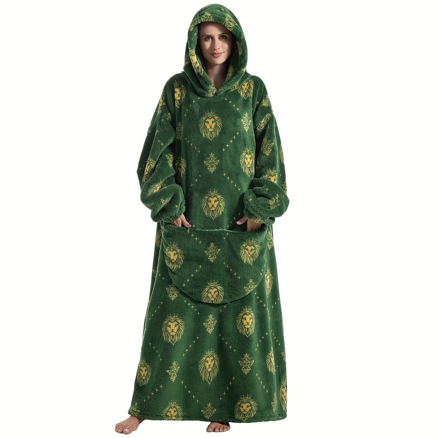 Manta con capucha de felpa para adultos, de tamaño extra grande, con mangas, ropa cálida y cómoda para llevar