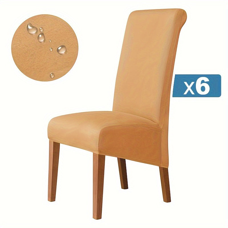 Waterproof Fiber Fabric Chair Cover for High-Back Chairs Set of 4 or 6 Living Room Office Home Decor