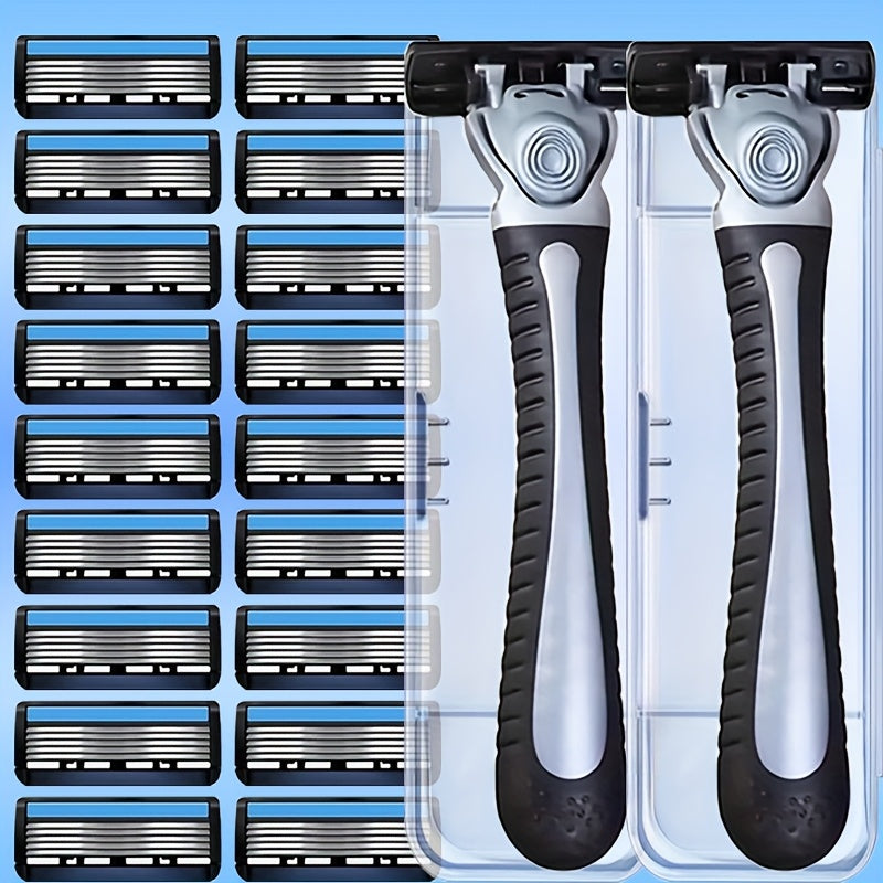 Мужской стальной двусторонний бритвенный станок для удаления волос с запасными лезвиями