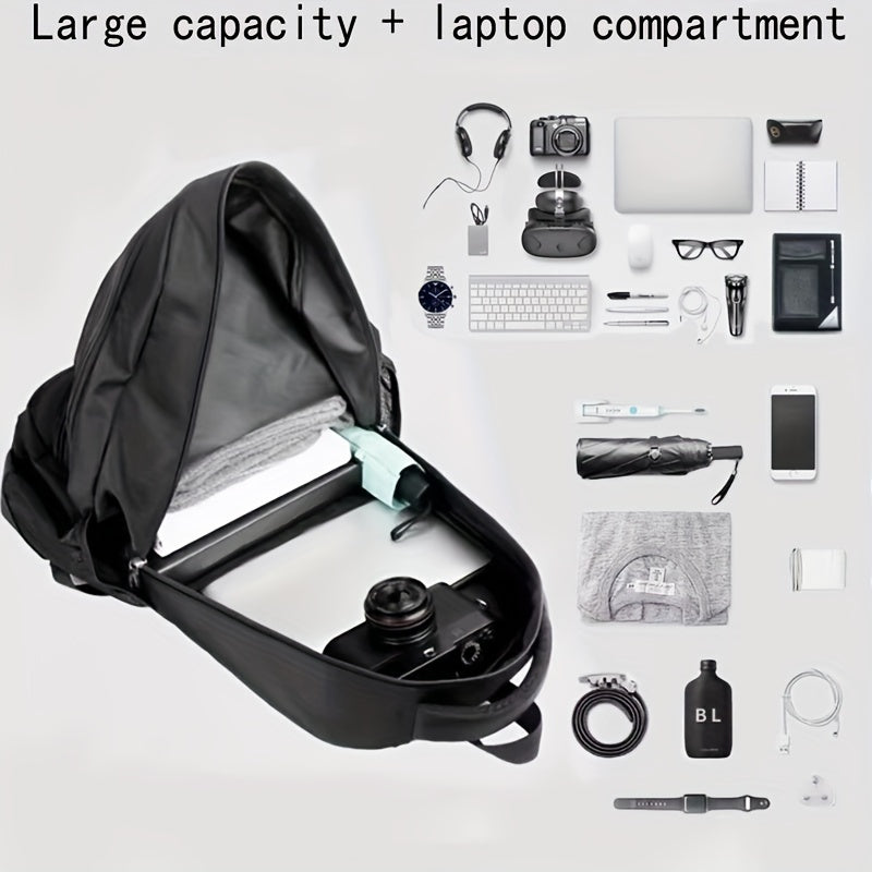 Mochila de nylon con compartimento para portátil, bolsillo lateral transpirable para viajes y universidad