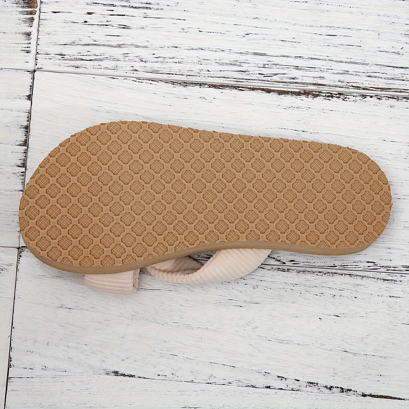 Women's Flat Slide Sandals with Faux Pearl Crisscross Straps Open Toe EVA Sole