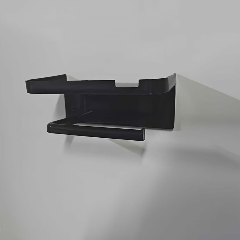 Настенный держатель для туалетной бумаги с полкой - окрашенный пластик, многофункциональное хранилище для ванной и кухни с перекладиной для полотенец, легкая установка для домашнего и гостиничного использования.