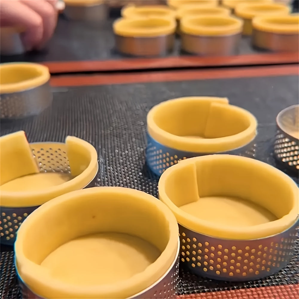 Set of 2-12 Stainless Steel Round Tart Rings for Baking Cheesecake Cookies Pastries