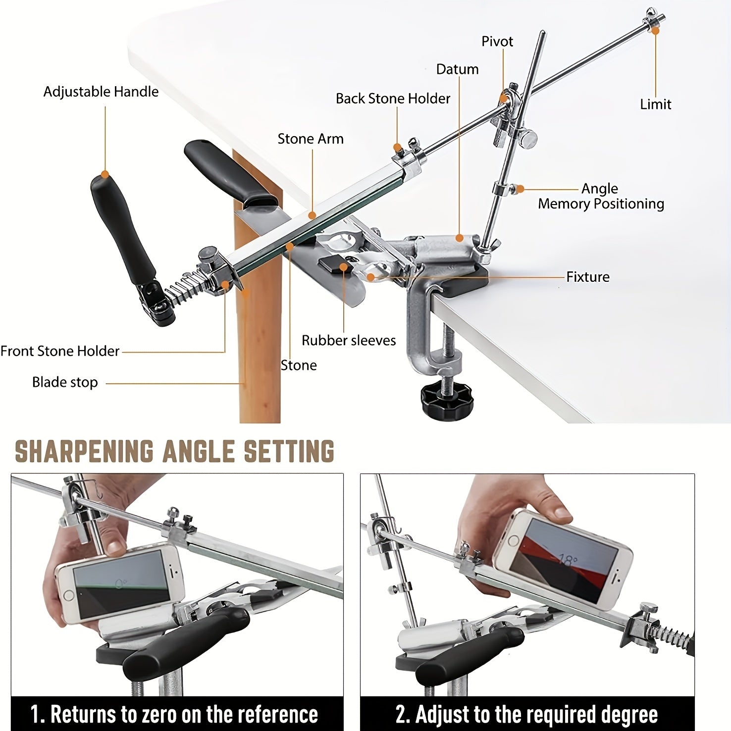 Pichoqni qirqish uchun professional maydalagich bilan pichoqni, qaychi va whetstone-ni qirqish uchun pichoqni qirqish to'plami.