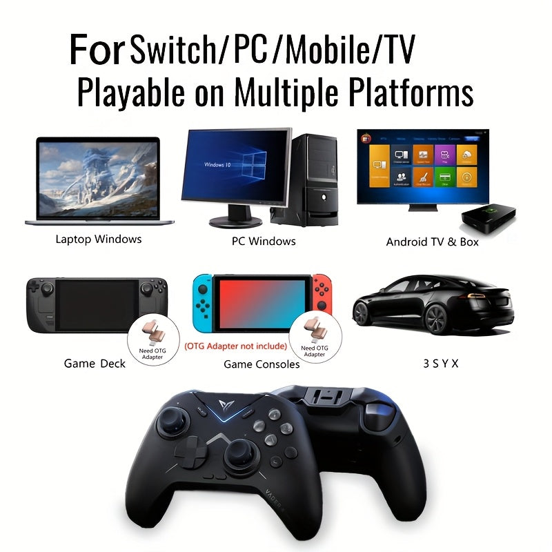 Wireless Gaming Controller with Force Feedback and Adjustable Triggers for PC Switch Mobile and TV Box