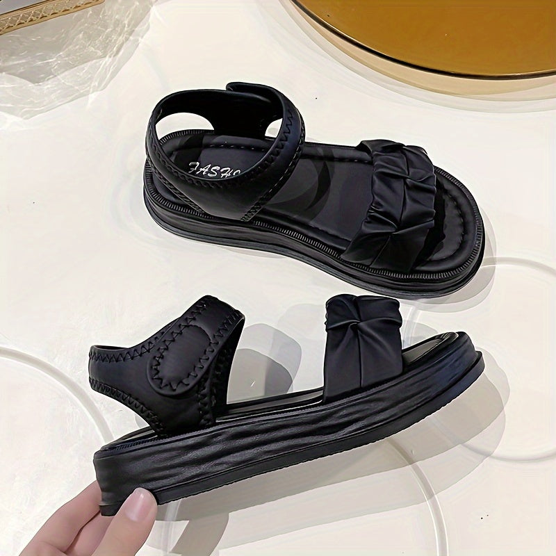 Women Flat Sandals Solid Color Open Toe Summer Shoes