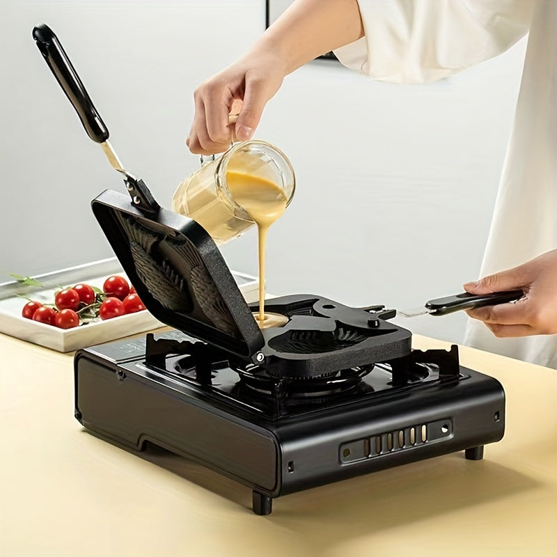 1 dona ikki baliq shaklidagi yopishqoq pan, baliq shaklidagi shirinliklar, vafli, tortlar, yapon pancake'lari pishirish va oshxonada qovurish uchun alyuminiydan tayyorlangan.