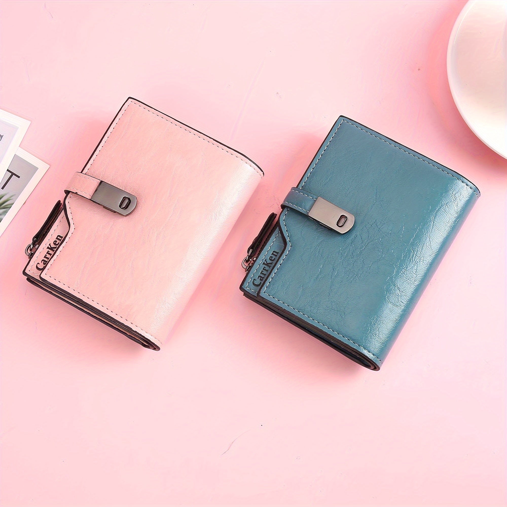 Компактный кожаный кошелек для женщин с застежкой-молнией для монет и несколькими слотами для карт