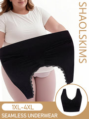 Plus Size Seamless Women’s Sports Bra Breathable Support Black White