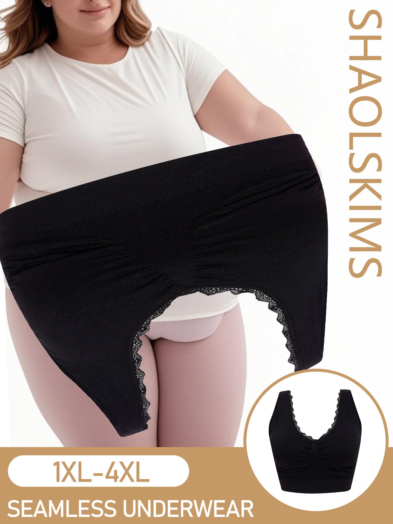 Plus Size Seamless Women’s Sports Bra Breathable Support Black White