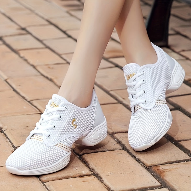 Women's Jazz Dance Shoes Mesh Low Top Lace Up Casual All-Season