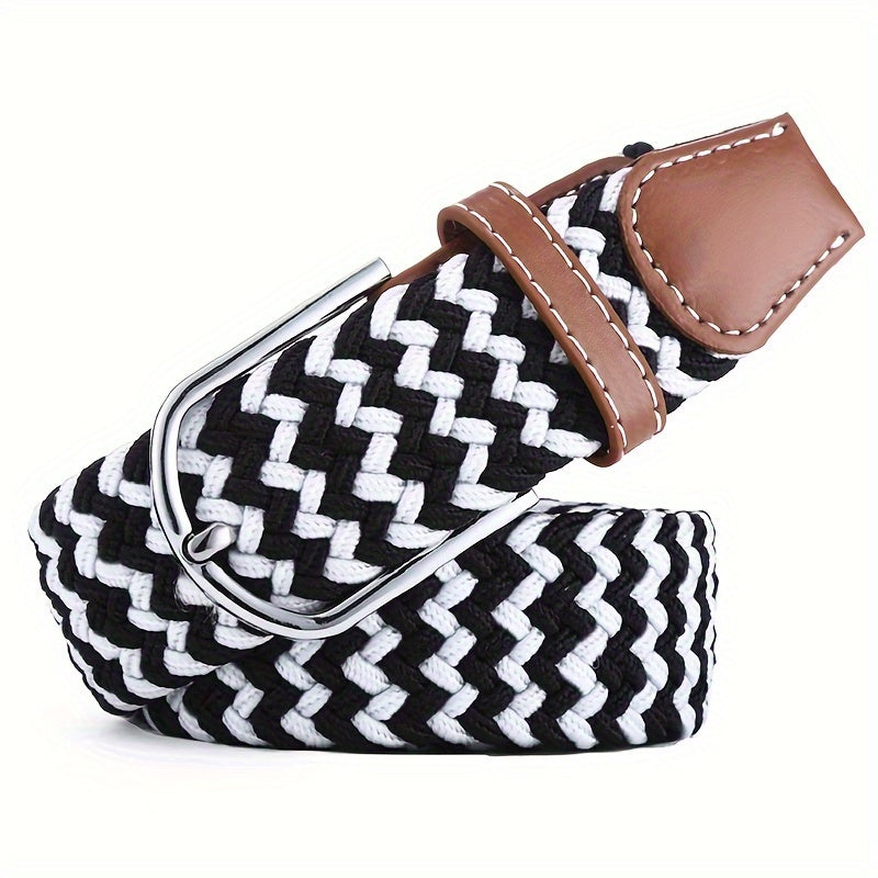 Women's Braided Elastic Belt with Woven Design for Golf and Casual Wear