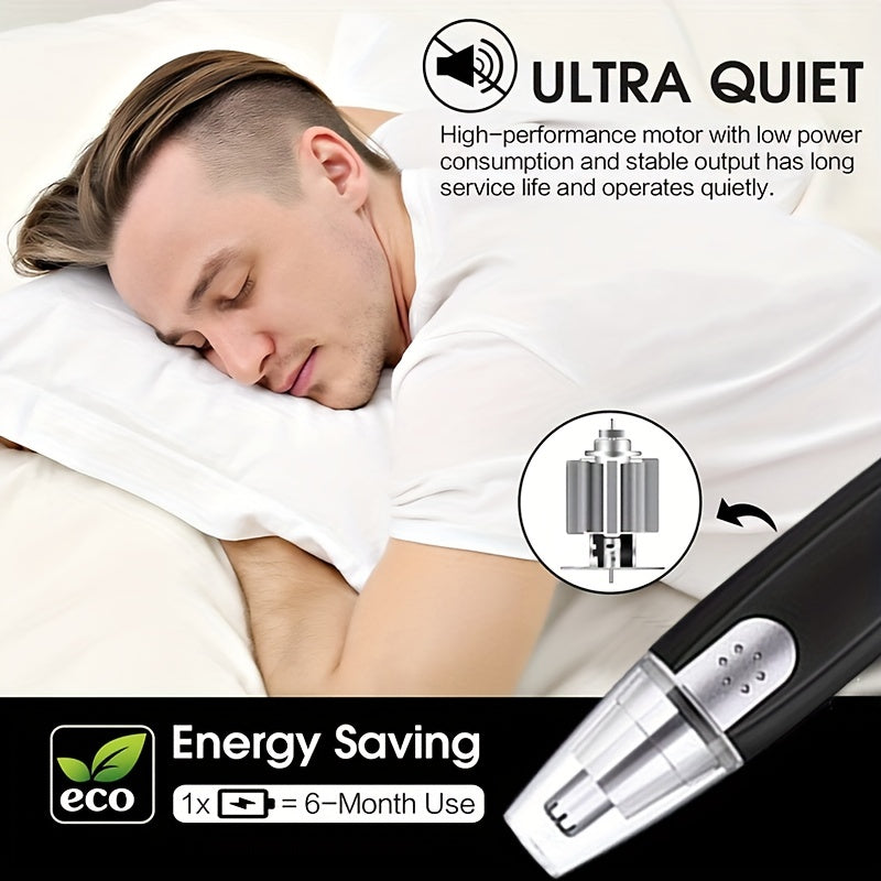 Men Women Electric Ear Nose Hair Trimmer 2-in-1 Battery Powered Interchangeable Heads