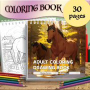 Libro para colorear de caballos adultos con páginas gruesas para relajarse y regalar