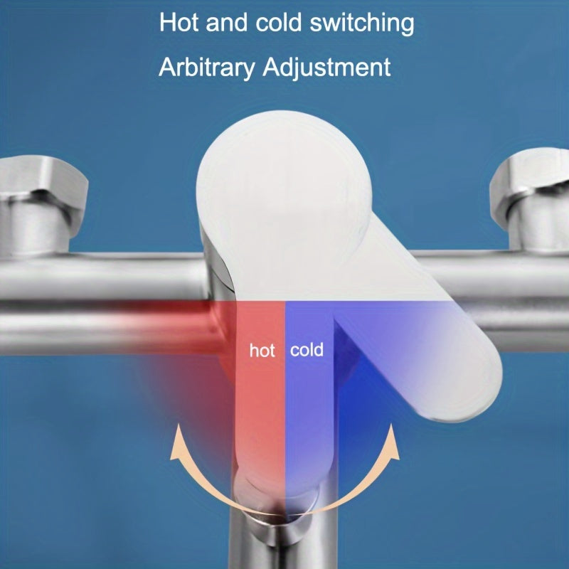 304 Stainless Steel Shower Faucet with Two-Way Water Mixing Valve Wall Mount Bathtub