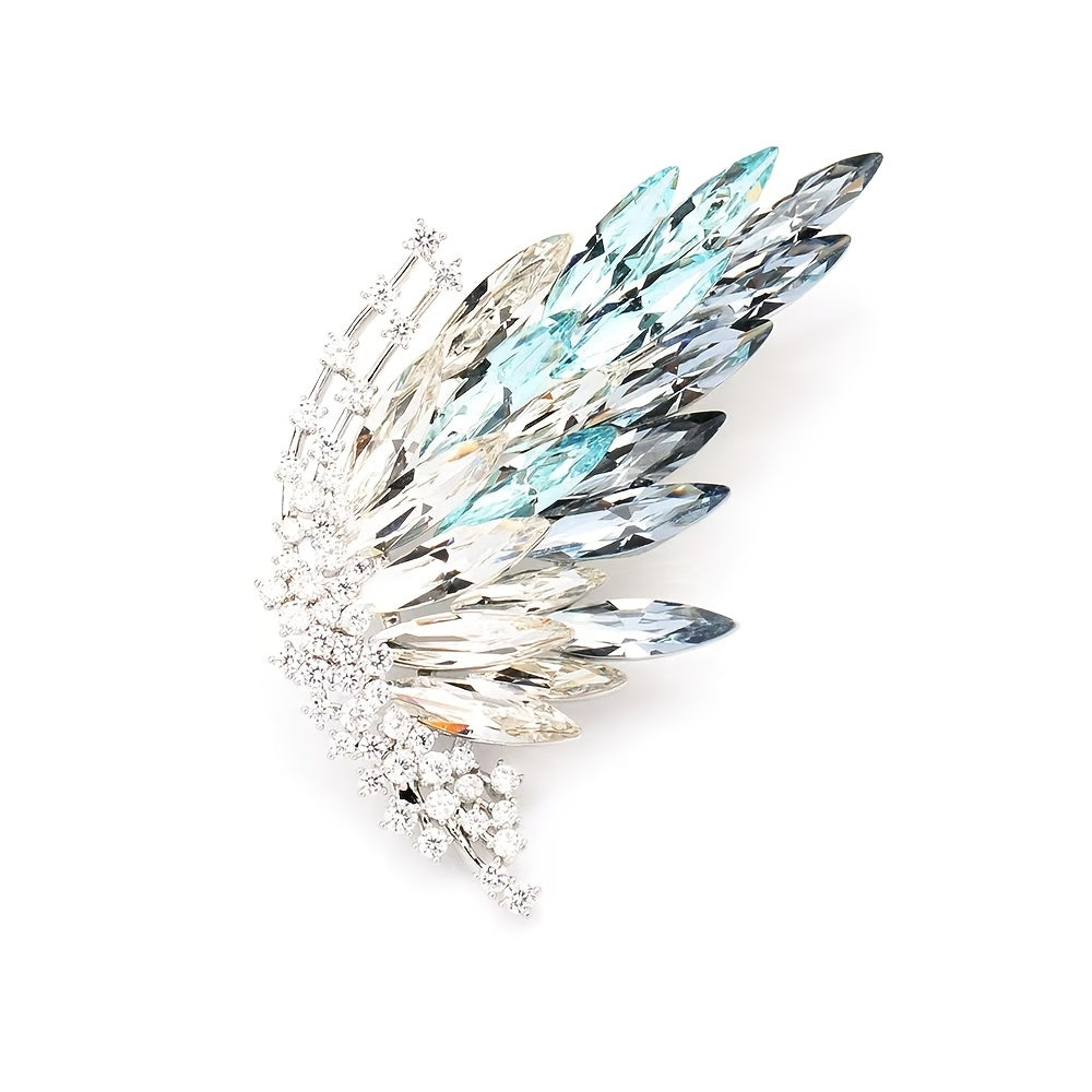 Crystal Butterfly Brooch with Gradient and Gold-Plated Alloy Pin