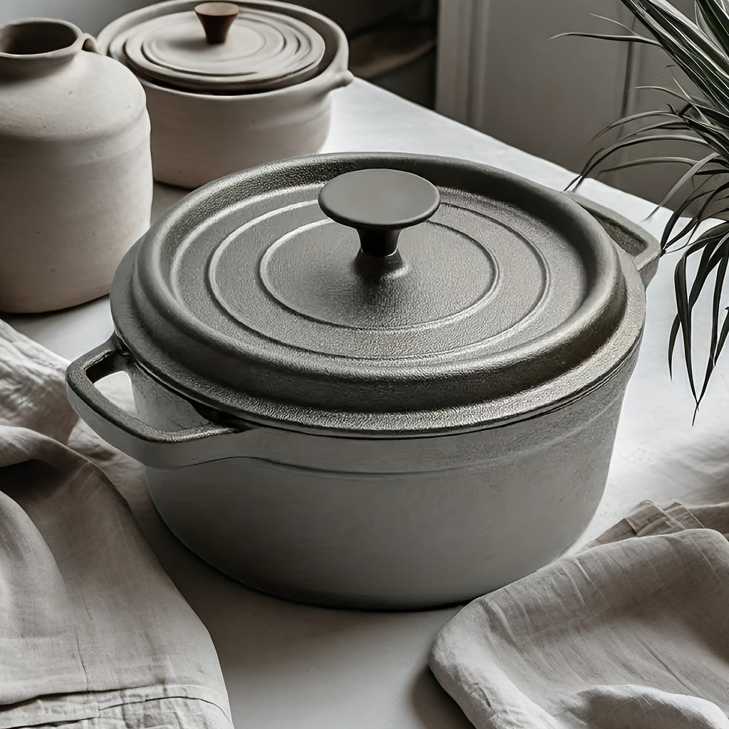 Cast Iron Double Eared Stew Pot, Non-Stick, Versatile Kitchenware