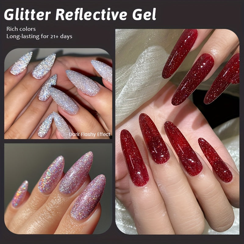 Reflective Glitter Top Coat Gel Nail Polish Colorful Sparkling Varnish