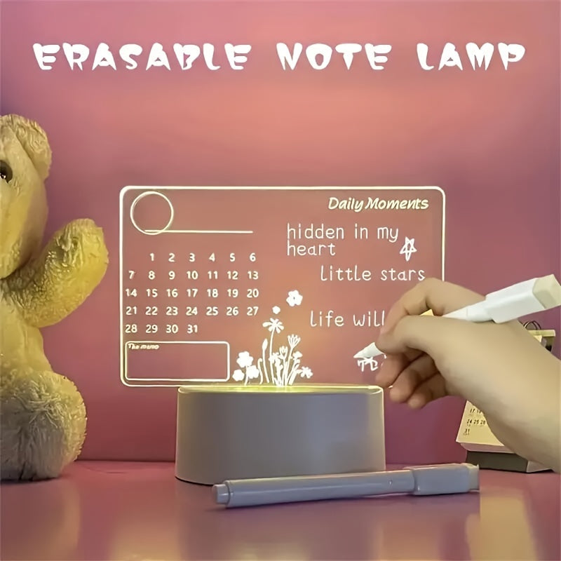 3D Handwritten Night Light with Calendar and Acrylic Message Board LED Table Lamp for Desk or Gift