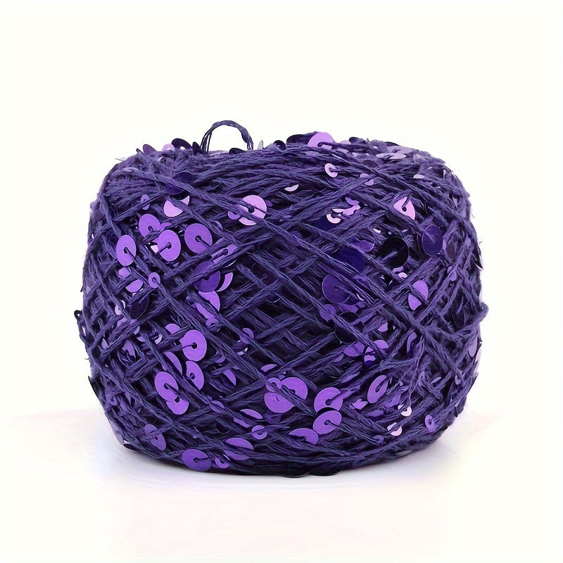 Sequin Cotton Yarn for Hand Knitting and Crocheting 50g White Red Black Beige