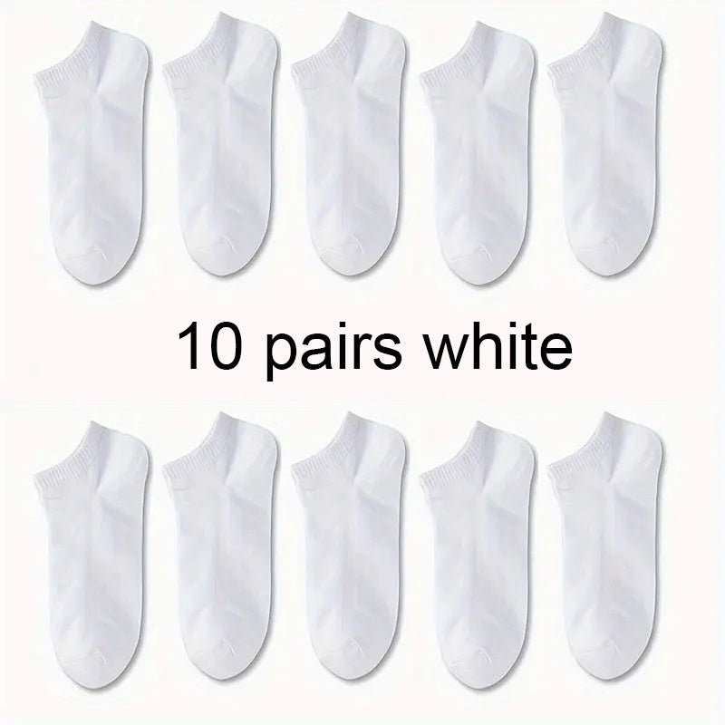 Men Women Ankle Socks Breathable Cotton-Polyester Solid Color Spring Summer Pack of 1 5 10