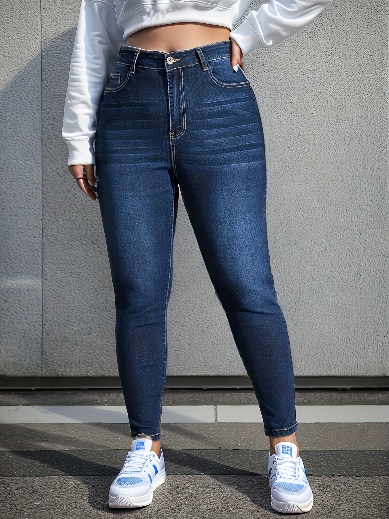 Women's Plus Size High Waisted Stretch Skinny Denim Jeans