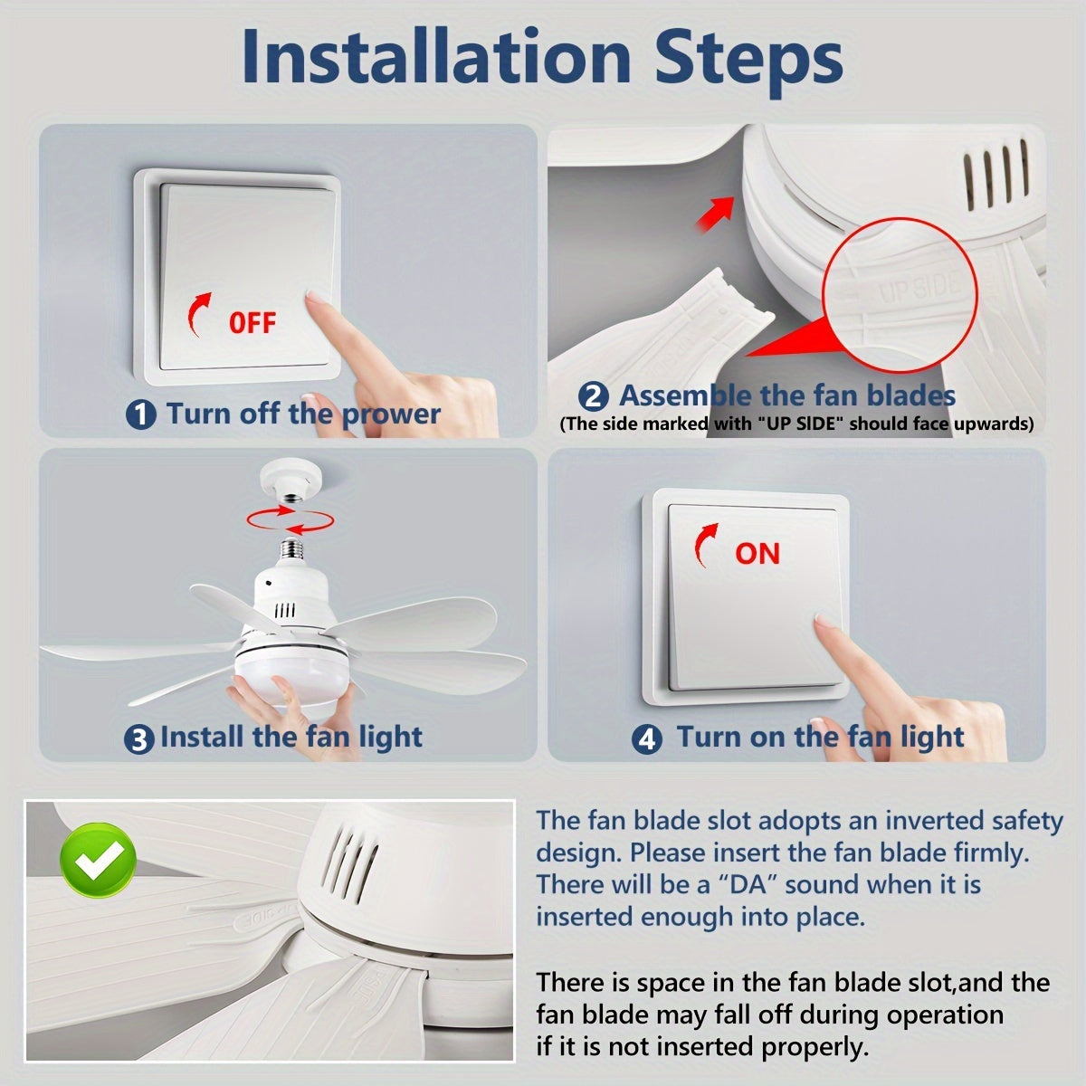 2-Pack LED Smart Ceiling Fan Lights with Remote Control E26/E27 Adjustable Lighting and Speed