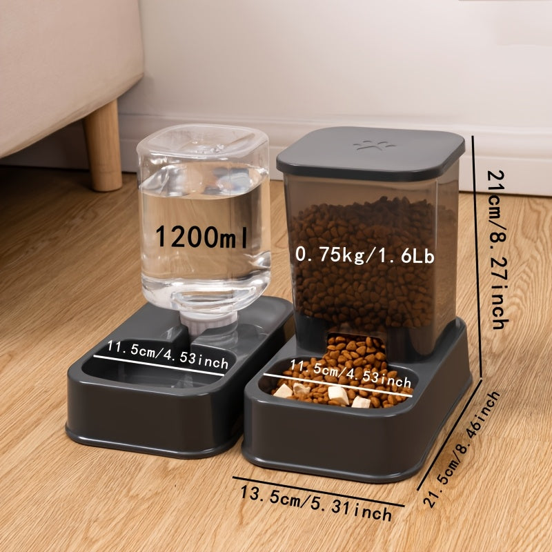 Self-Feeder and Water Dispenser Set for Cats Durable Plastic Automatic Feline Food and Water Dispenser