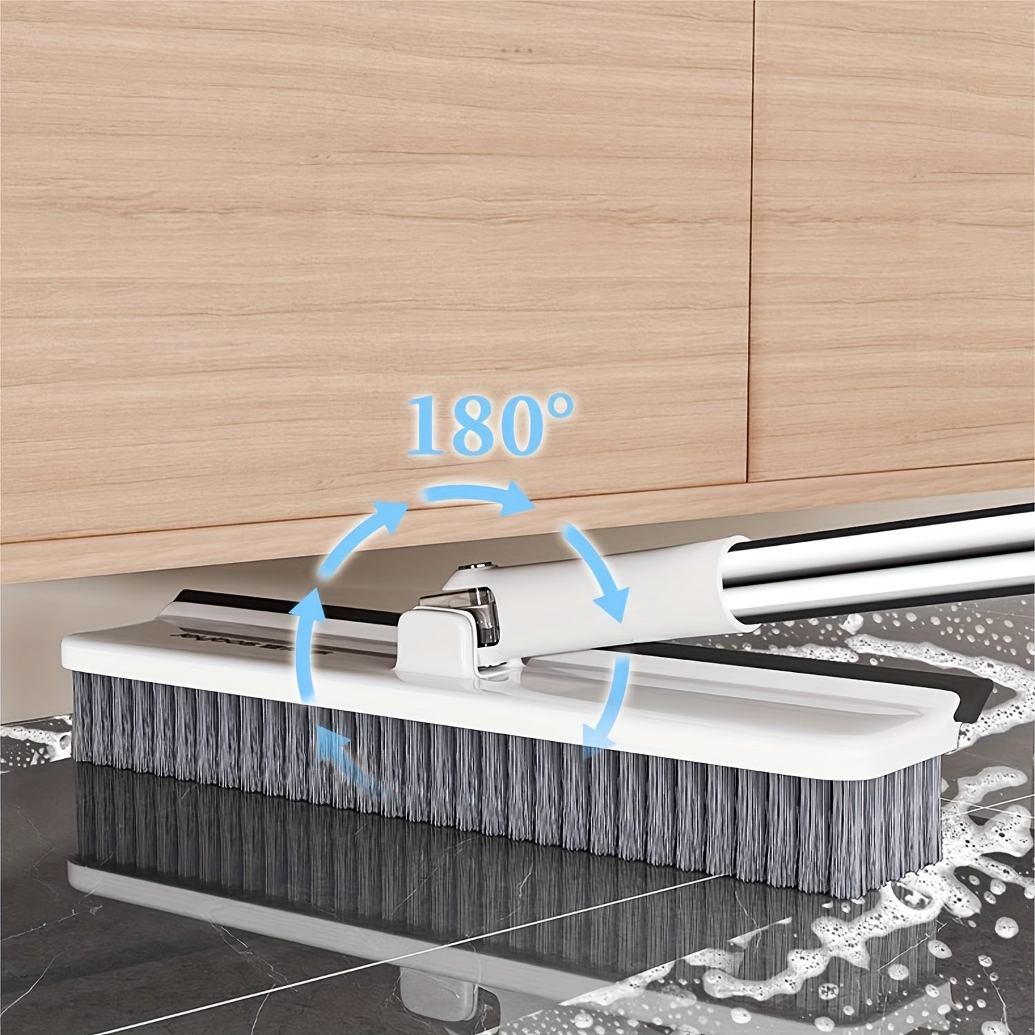 Heavy-Duty Floor Scrub Brush with Long Handle Rotating Head for Floors Walls and Carpets