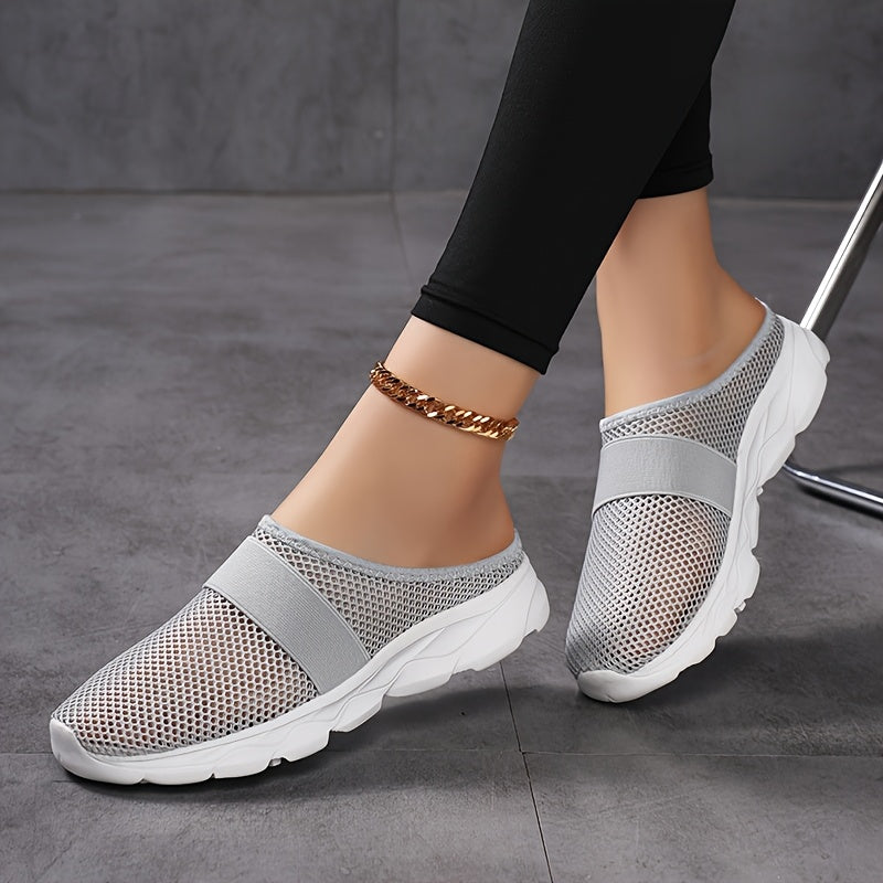 Women's Mesh Slip-On Loafers Breathable Casual Flat Shoes Black