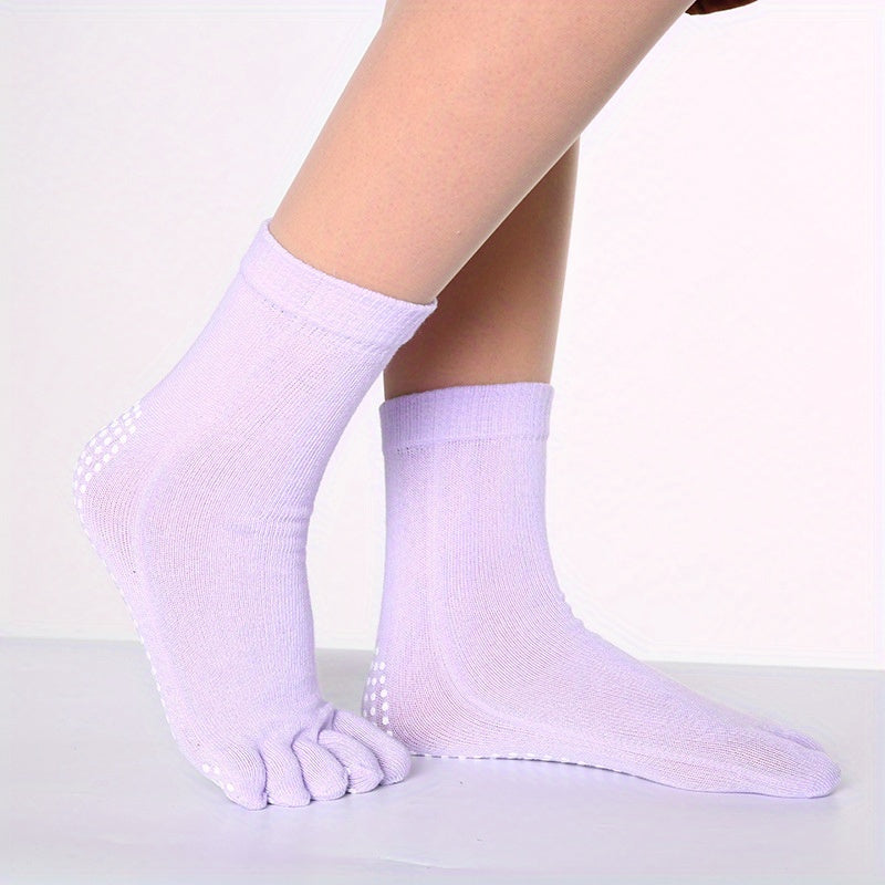 Women's Non-Slip Toe Socks for Yoga Running and Athletics Short Knit Cotton