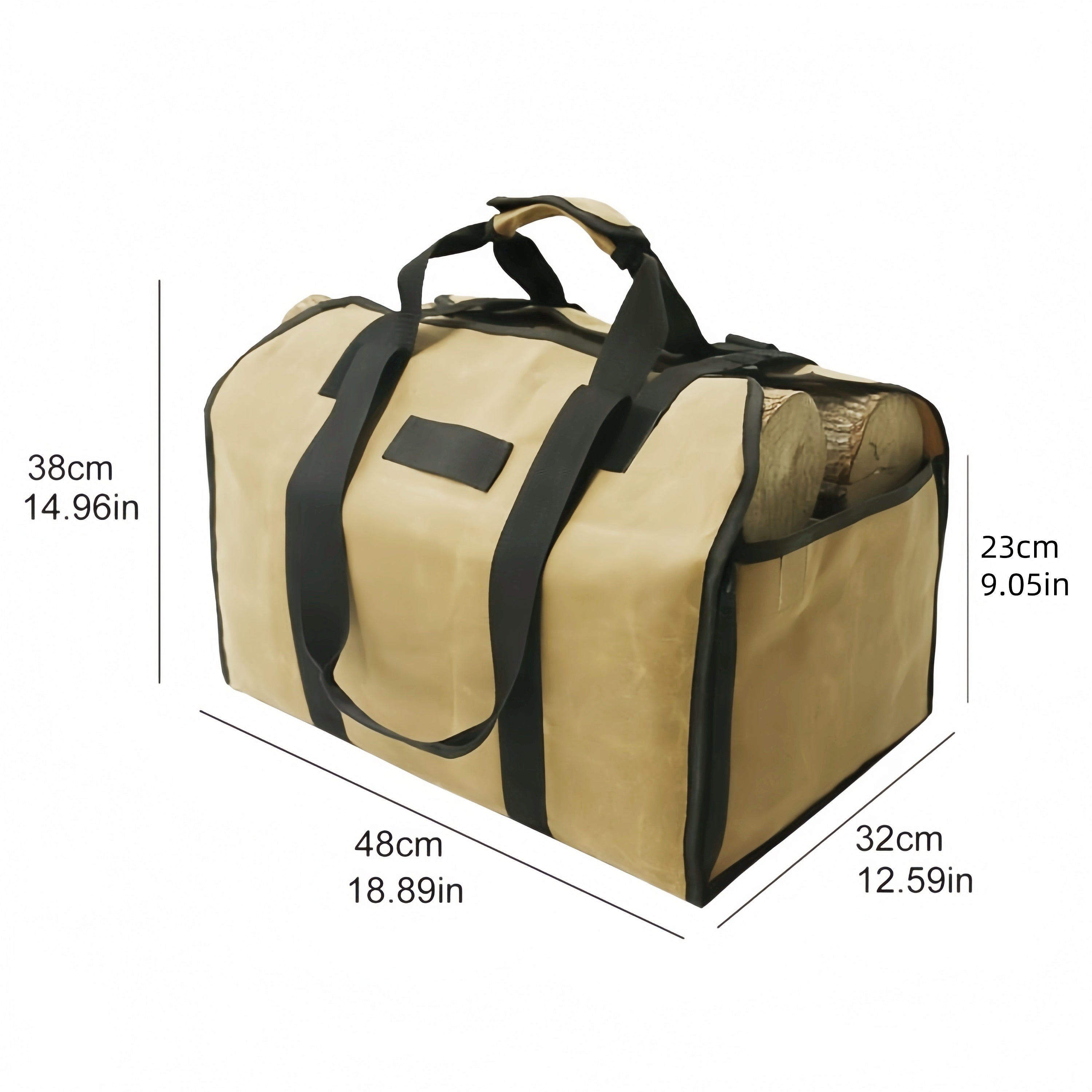 Canvas Firewood Carrier with Handle Log Tote for Firewood Storage and Transport