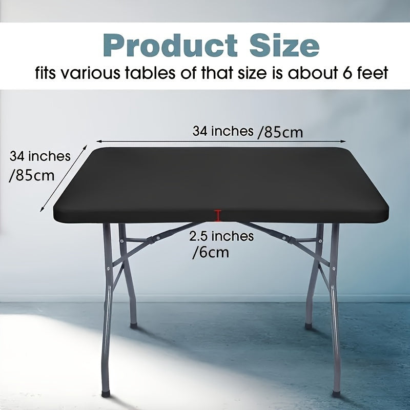 Square Stretchable Tablecloth 86x86 cm Polyester Spandex for Indoor Outdoor Dining