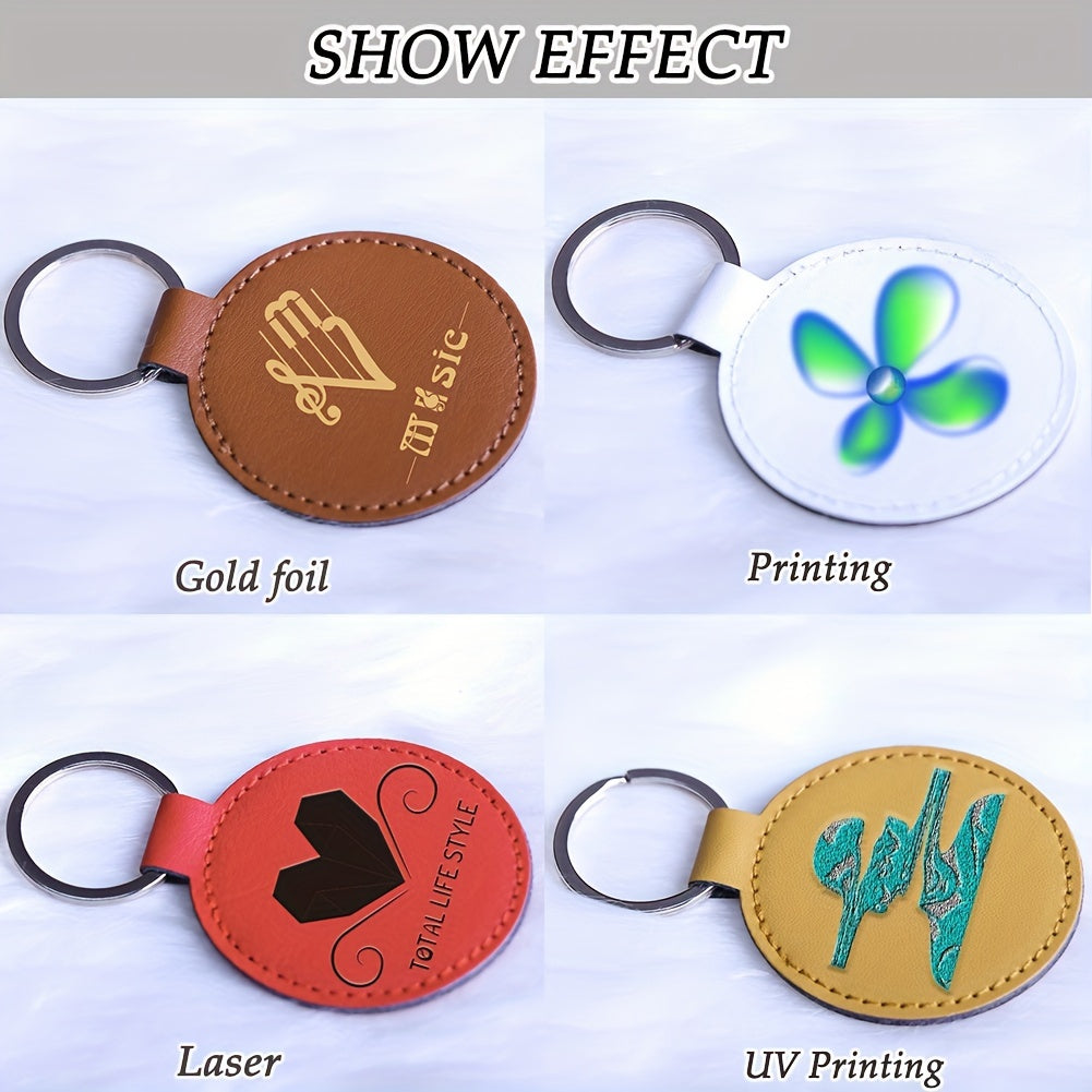 Set of 30/32 PU Leather Key Rings for Men with Laser Engraving, Backpack Keychains