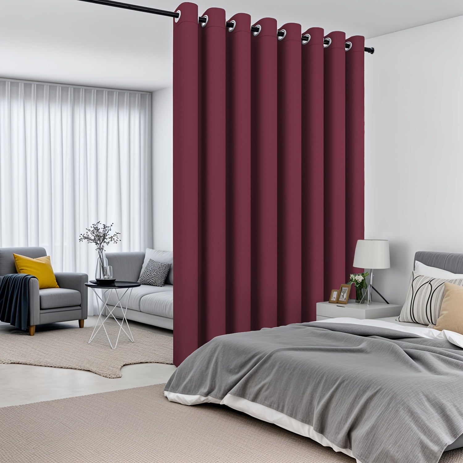 Blackout Privacy Room Divider Curtain Water-Resistant Polyester Grommet Top
