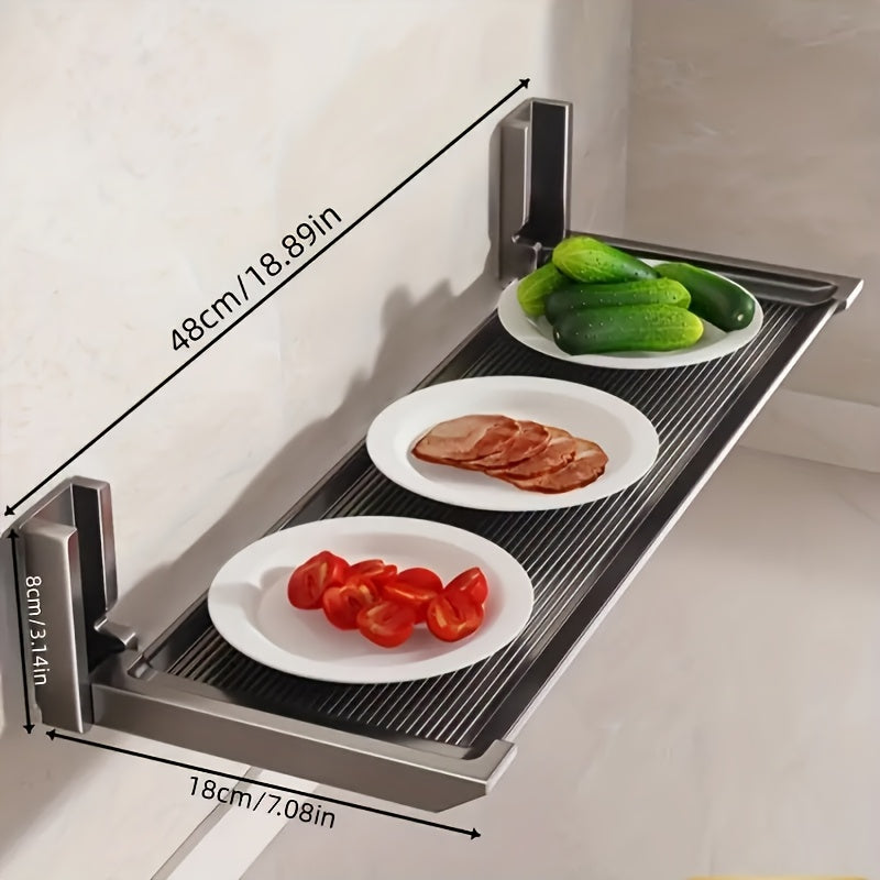 Estante de cocina de aluminio moderno para montar en la pared con estante plegable para frascos de condimentos