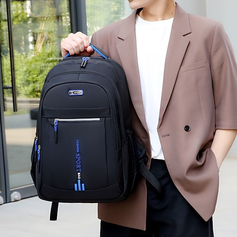 Men's High-Capacity Nylon Casual Backpack for Travel School Daily Commute