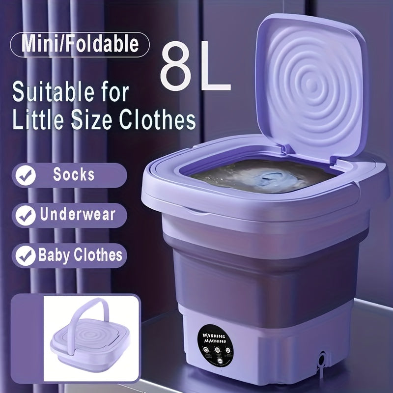 Portable 8L Foldable Mini Washing Machine for Small Clothes and Travel