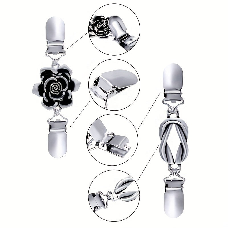 4 ta Vintage Sviter Kliplari - Ayollar uchun Yuqorilar, Kiyimlar, Sharf va Sviterlar uchun Zamonaviy Gul Naqshli Kliplar