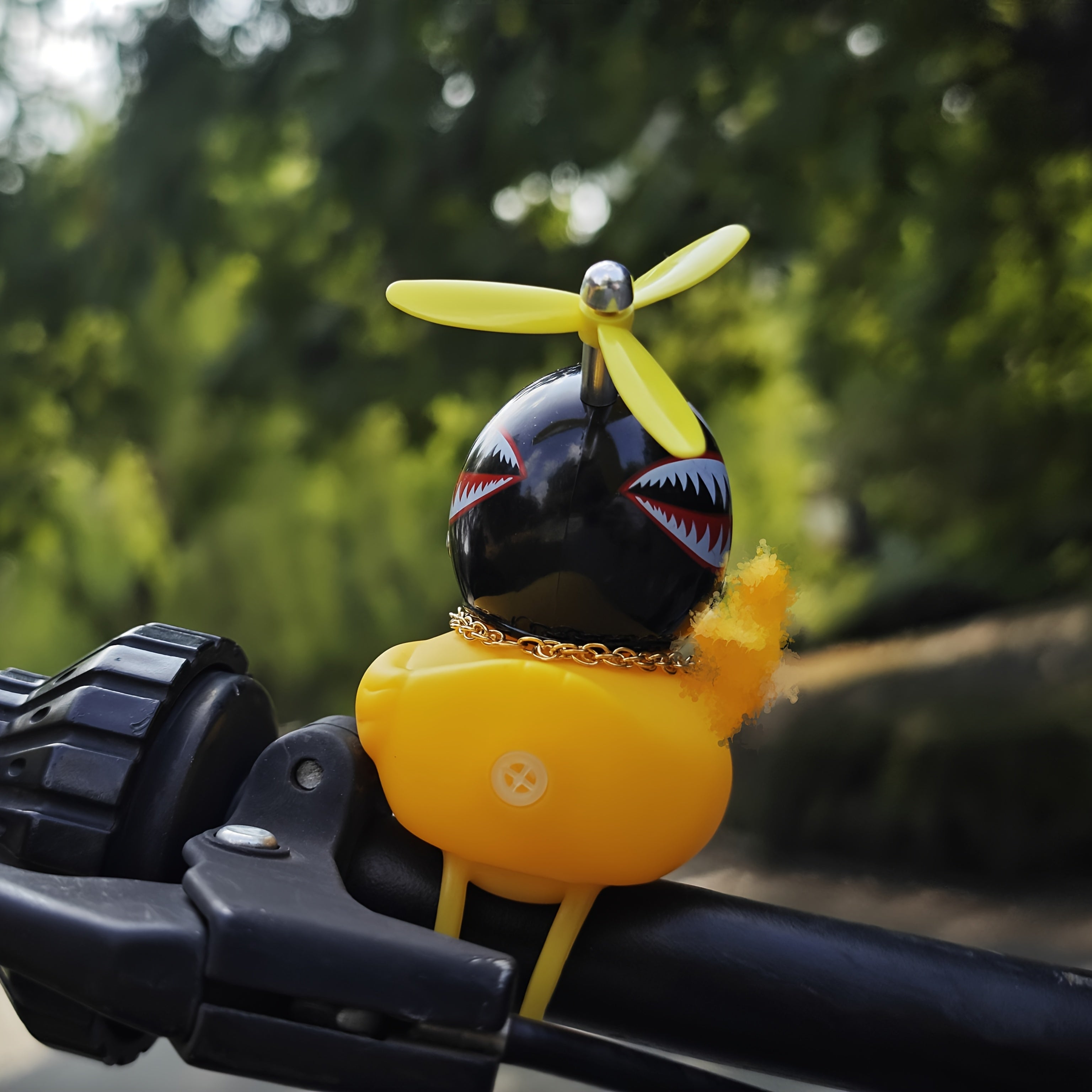 Motorcycle Decor Duck with Shark Helmet Propeller PVC Elastic Strap for Bikes