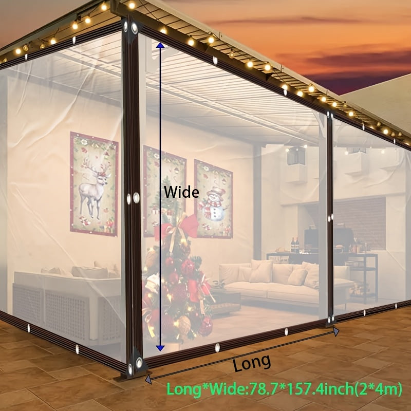 Heavy-Duty Clear Plastic Tarpaulin Waterproof Dustproof Windproof Snowproof for Outdoor Patio Greenhouse Garden