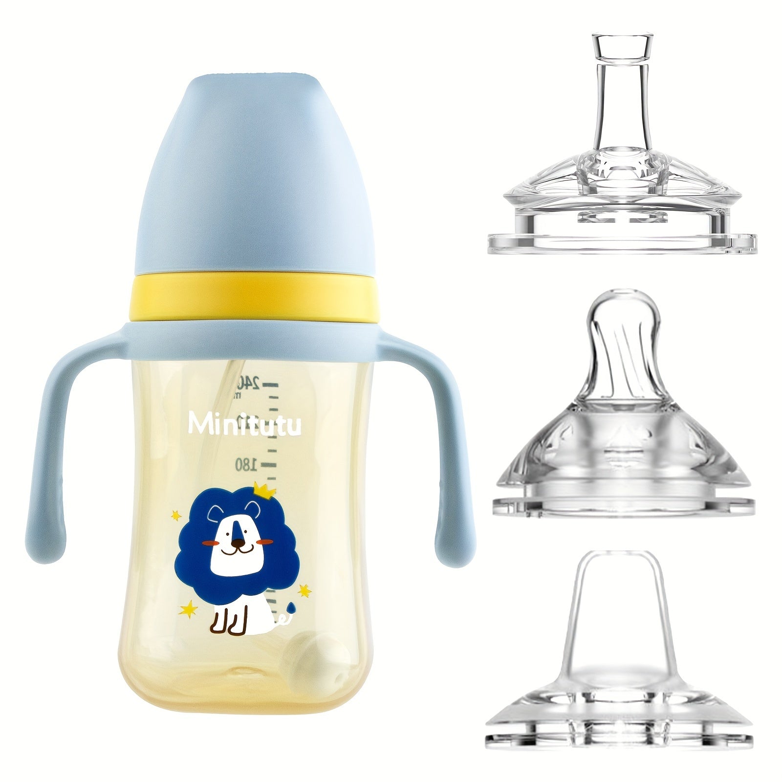 Weighted Plastic Sippy Cup for Toddlers with Handles and 3 Spouts Leak Proof Non Slip