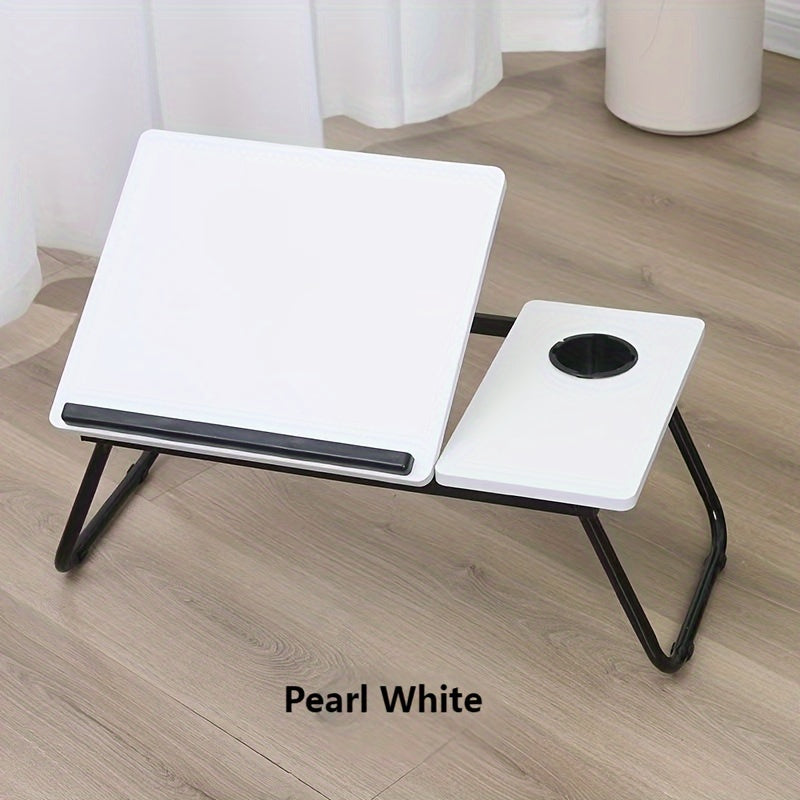 Sozlanadigan yotoq stoliga chashka tutqichli, portativ, yig'iladigan va qulay lap-stol, qora yoki peach rangda