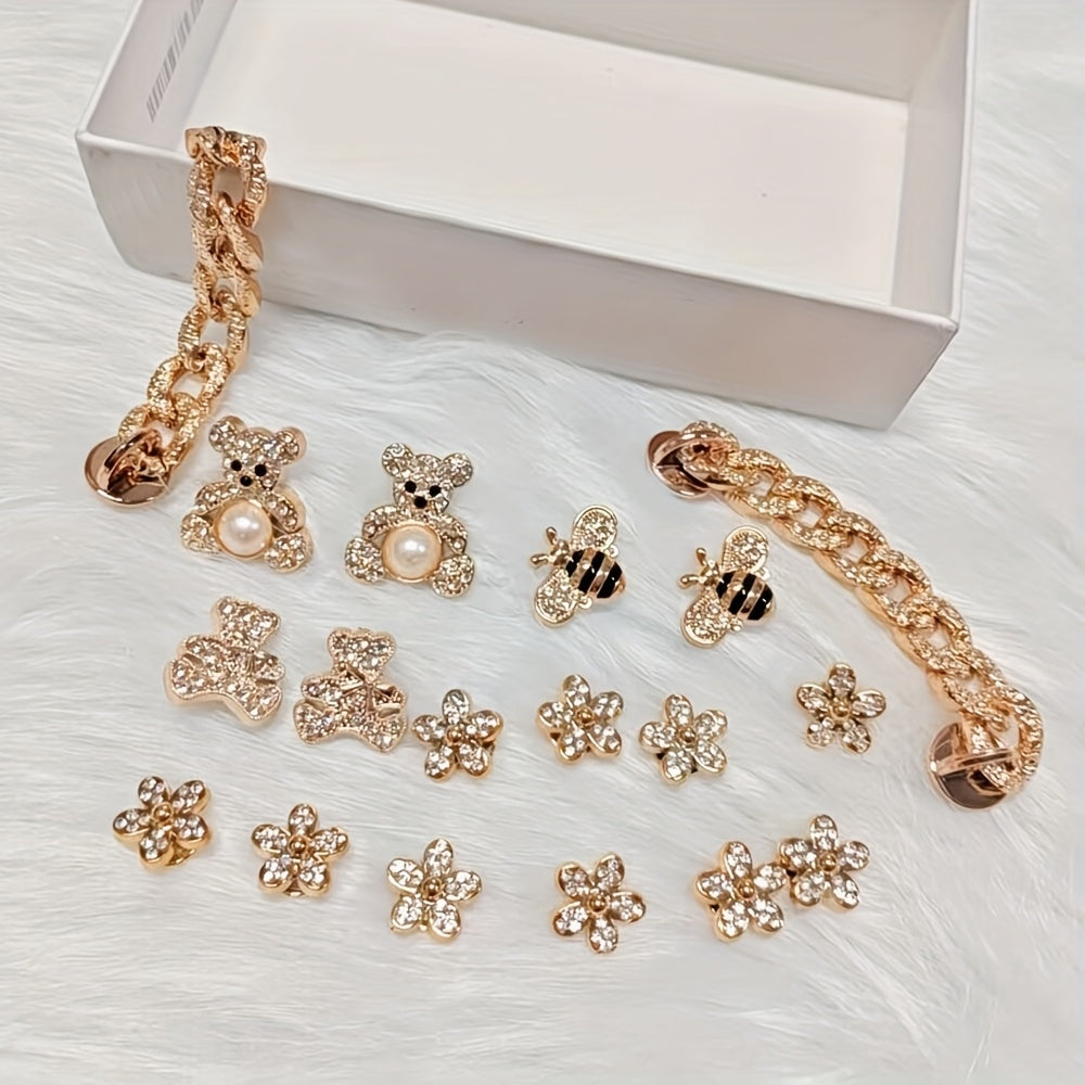 18 Pcs Fashion Chain Shoe Charms Creative Street Style DIY Shoe Accessories Sandal Toe Decorations