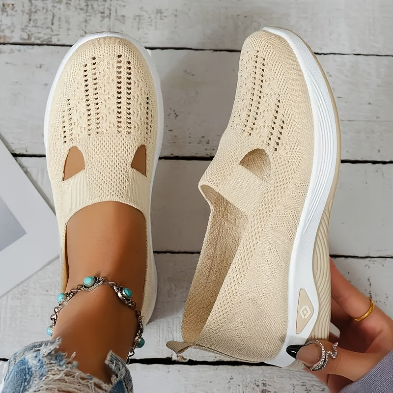 Women's Slip-On Ballet Flats Breathable Knit Casual Shoes
