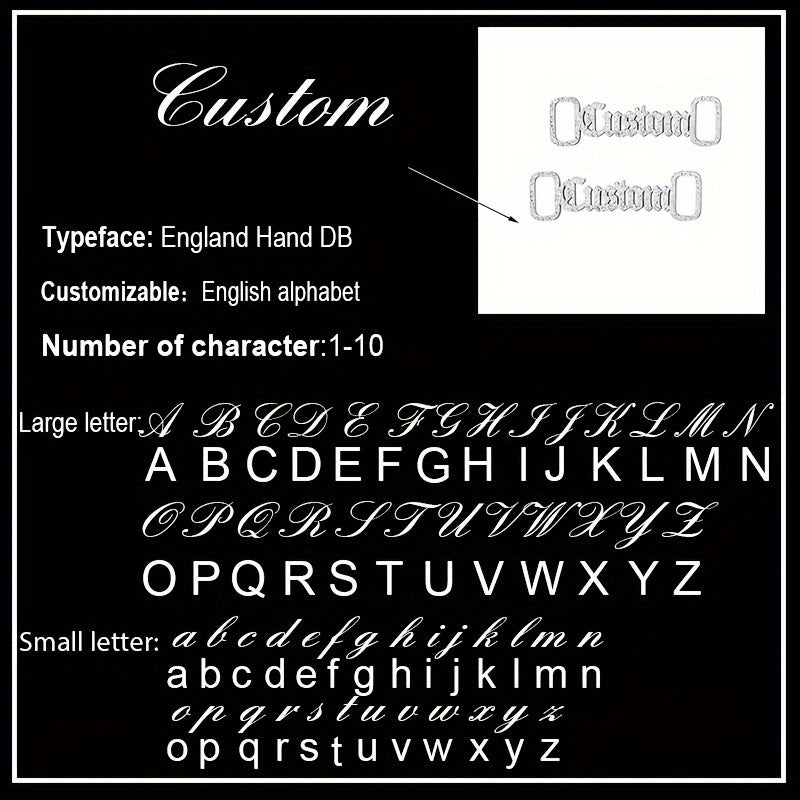 Personalized Stainless Steel Shoe Buckle with Nameplate and Sparkling Details for Men