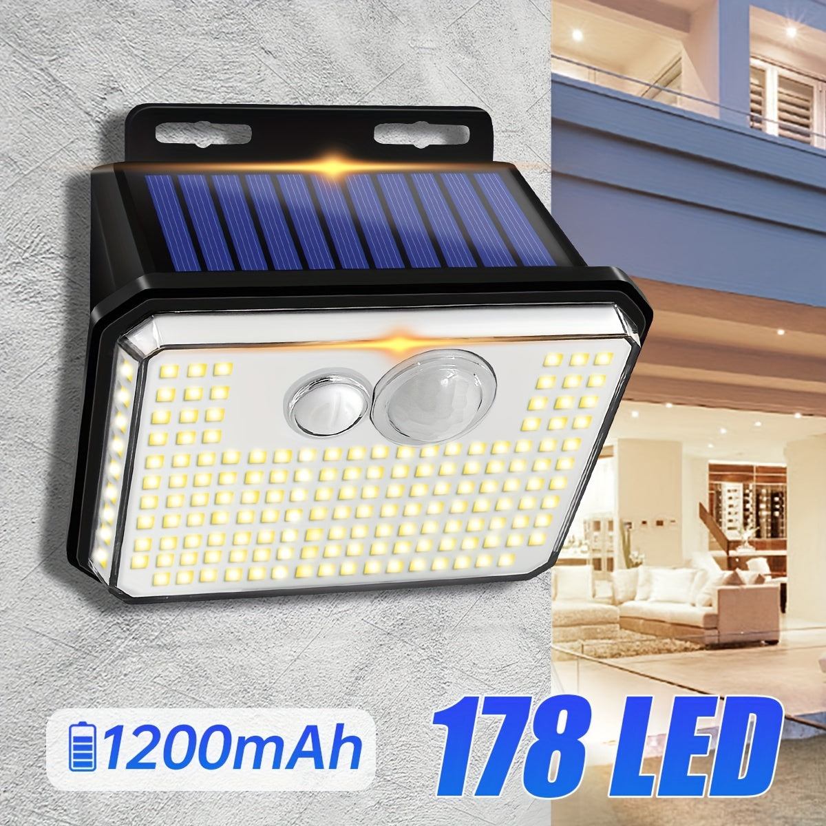 Solar Outdoor Garden Light with 178 LEDs Motion Sensor Waterproof IP65 Security Lamp