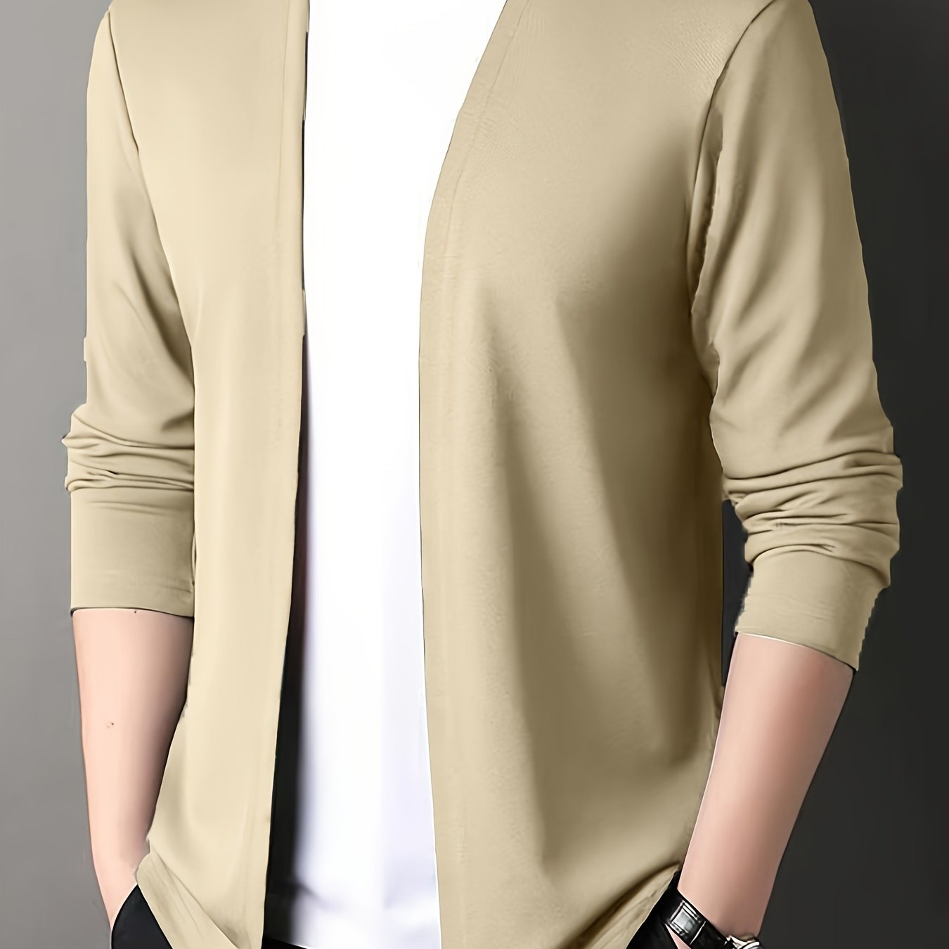 Men's Slim Fit Knitted Cardigan Long Sleeve Solid Casual Fall Polyester