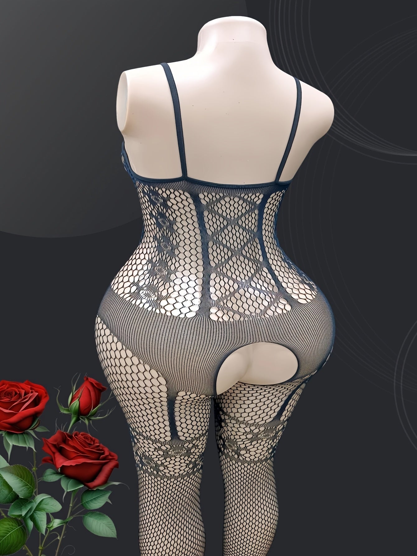 Sheer Mesh Bodysuit with Garter Socks and Jacquard Design for Women