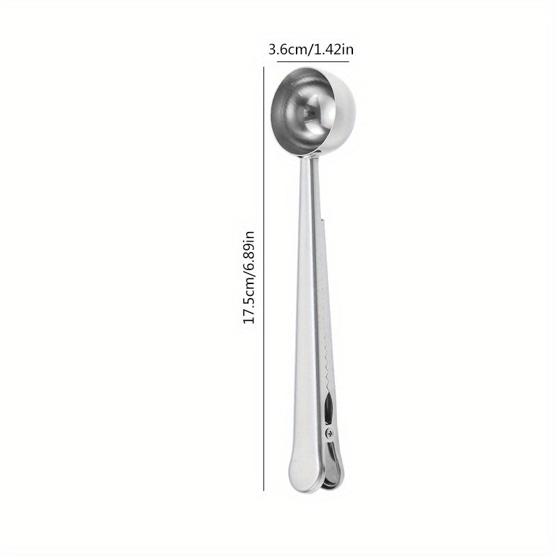 Stainless Steel Coffee Scoop with Bag Clip, Measuring Spoon, Sealing Clamp